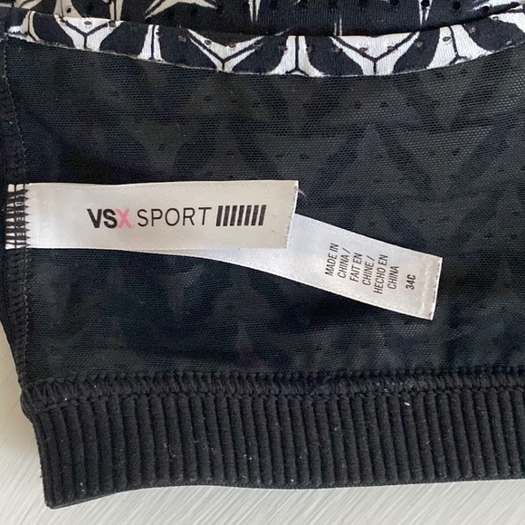 Victoria's Secret Pink Black White Crisscross Back Sport Bra Athleisure Workout - Picture 8 of 16